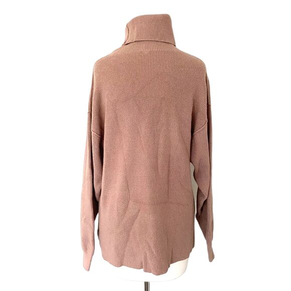 Free People Oversized Ribbed Turtleneck Tunic Sweater Chunky Knit Sz XS - Picture 2 of 10